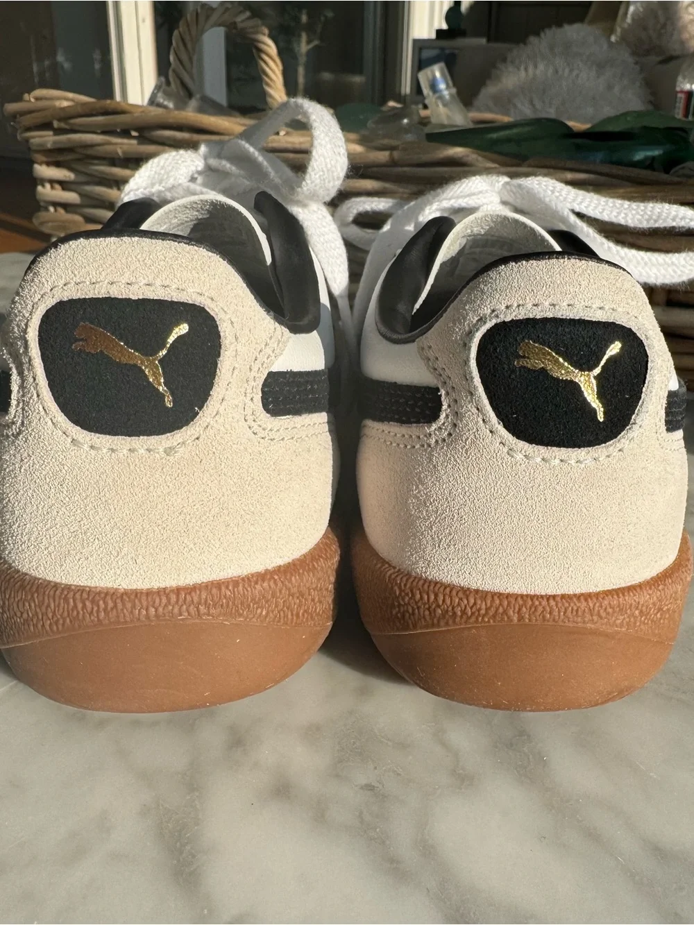 PUMA Palermo White Black Gum Retro Sneakers Women’s Size 7.5 - Picture 6 of 8